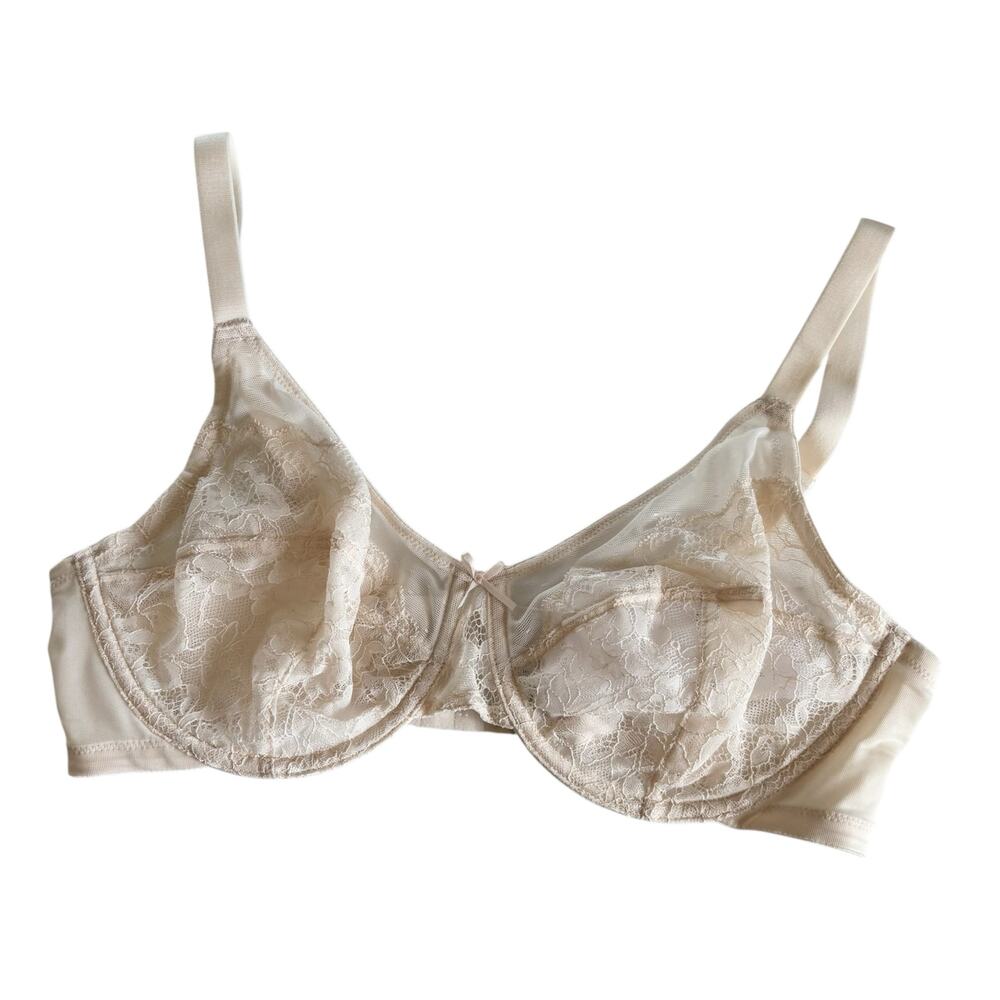 HSIA Enchante Cream Lace Soft Mesh Underwire Bra Women's Size 36C NWT Lingerie